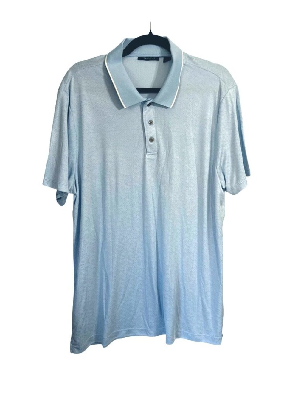 Perry Ellis Mens Light Blue Polo Shirt Size XL Slim Fit Polyester Blend